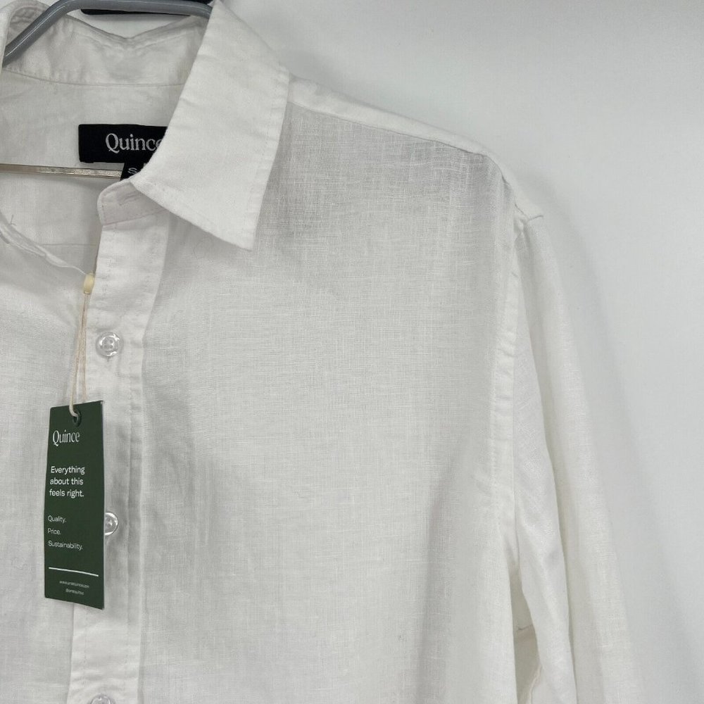 Quince Men's White European Linen Long Sleeve Shirt sz S NWT Button Down - Picture 2 of 6